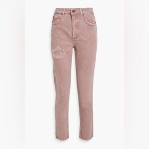 SANDRO
Jilly Cropped Distressed High-rise Straight-leg Jeans In Antique Rose
